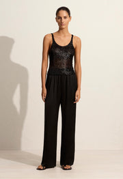 Crochet Sequins Tank - Black - Matteau